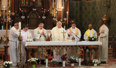 Az ausztriai csoport papjai a ditrói Jézus Szíve-templomban Az ausztriai csoport papjai a ditrói Jézus Szíve-templomban