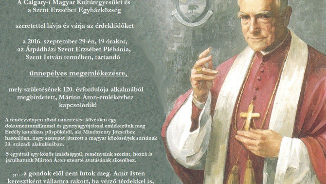 Márton Áron emlékprogramok Calary-ban Márton Áron emlékprogramok Calary-ban